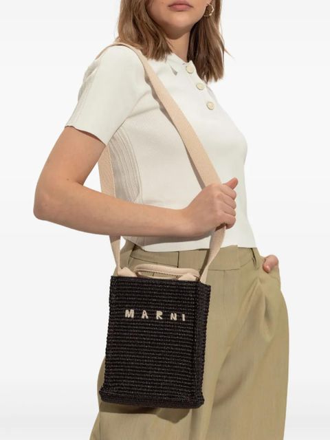 Marni logo-embroidered crossbody bag - Black - zdjęcie produktu nr 2