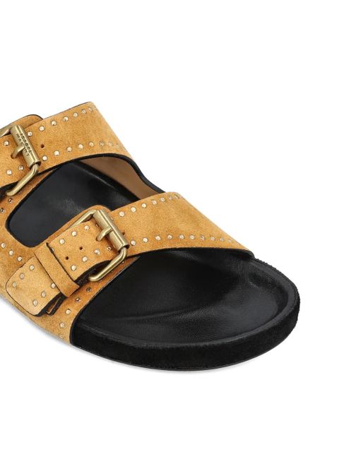 ISABEL MARANT Lennyo studded double-strap sandals - Brown