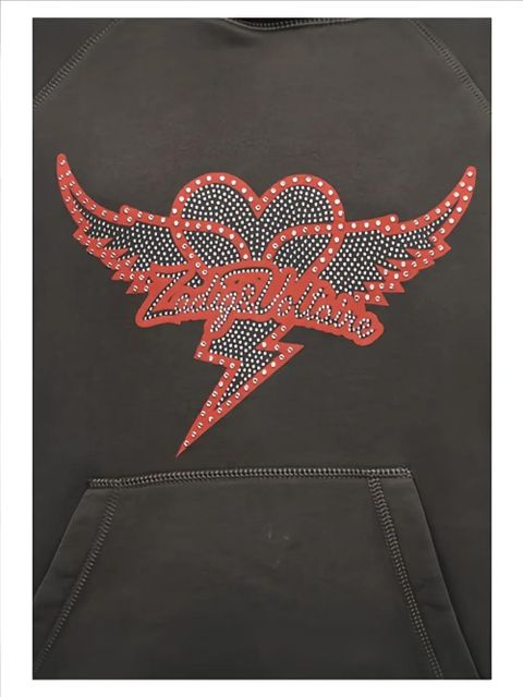 Zadig&Voltaire Georgy heart wings strass hoodie - Grey