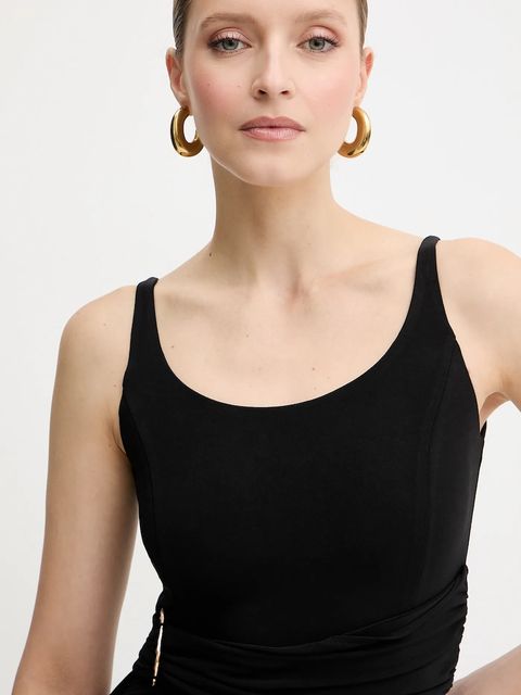 Herve Leger sukienka Mila kolor czarny maxi rozkloszowana RMJ8524949