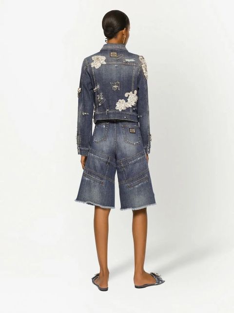 Dolce & Gabbana rhinestone-embellished denim jacket - Blue