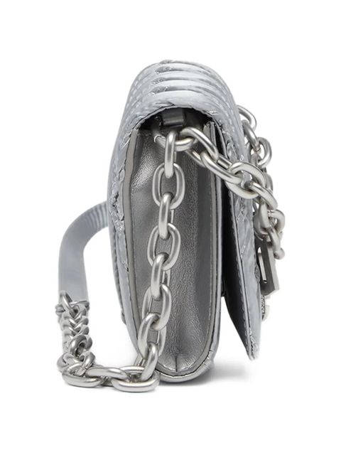 Diesel Charm-D quilted chain-strap mini bag - Silver