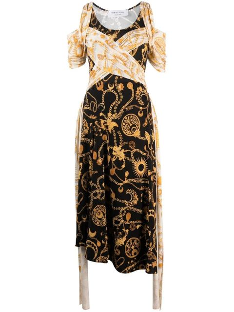 Marine Serre Nuisette draped midi dress - Neutrals - zdjęcie produktu nr 1