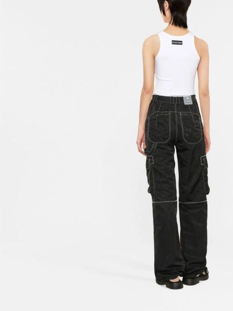 Marine Serre wide-leg moire cargo trousers - Black