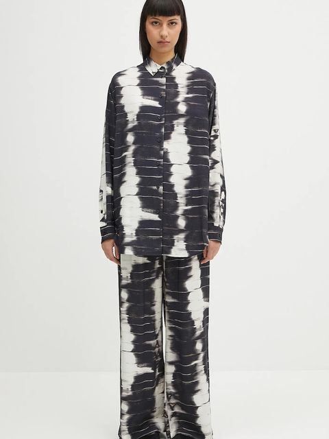 Samsoe Samsoe spodnie Saneem damskie kolor czarny szerokie high waist F24100163