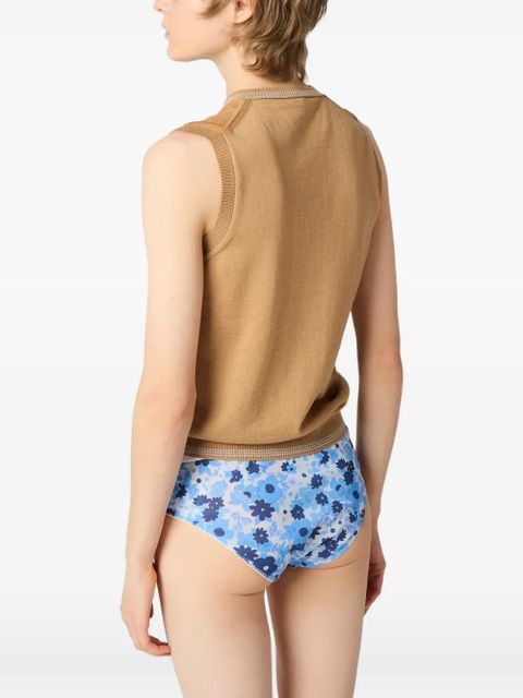 Miu Miu V-neck ribbed-knit vest - Brown