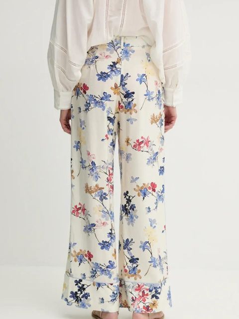 MUNTHE spodnie FAICUS damskie kolor beżowy szerokie high waist 251142525121