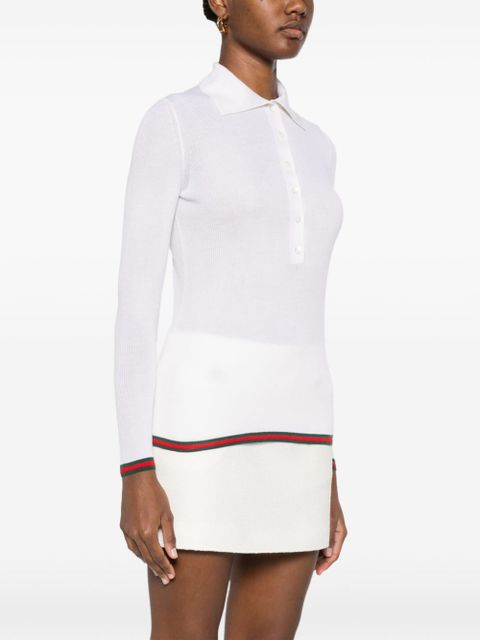 Gucci Web-stripe polo top - White