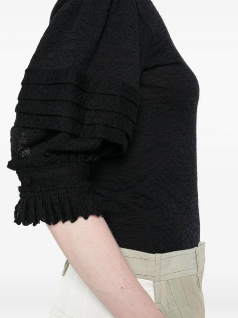 Jil Sander pleated-sleeve top - Black