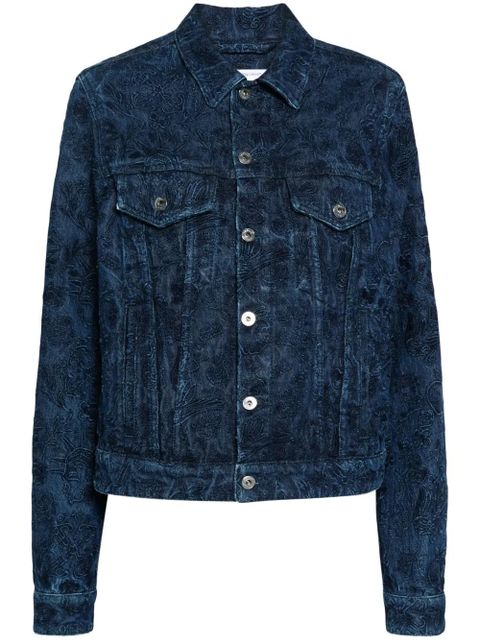 Off-White Tattoo embroidered denim jacket - Blue