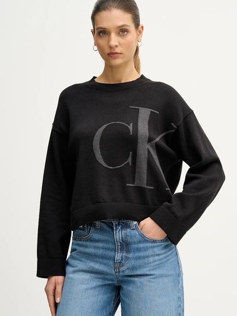 Calvin Klein Jeans sweter bawełniany damski kolor czarny LV047E304G - zdjęcie produktu nr 1