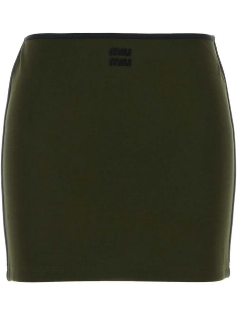 Miu Miu logo-embroidered mini skirt - Green - zdjęcie produktu nr 1