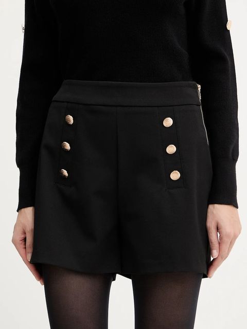 Morgan szorty damskie kolor czarny z aplikacją high waist SHUSE.F - zdjęcie produktu nr 1