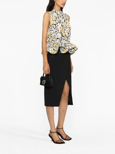 Lanvin floral-print ruffled charmeuse blouse - White - zdjęcie produktu nr 2