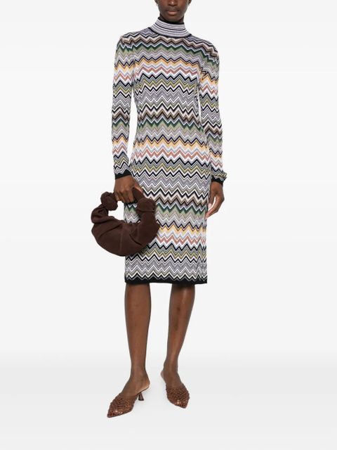 Missoni zig-zag high-neck midi dress - Brown