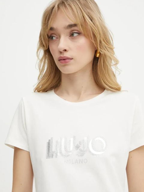 Liu Jo t-shirt damski kolor beżowy TA5214 JS003