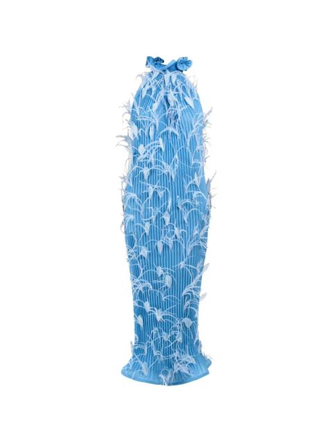 Rowen Rose feathers pleated maxi dress - Blue - zdjęcie produktu nr 1