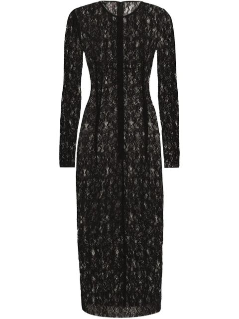 Dolce & Gabbana floral-lace midi dress - Black - zdjęcie produktu nr 1