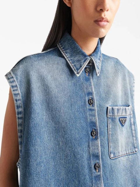 Prada sleeveless denim shirt - Blue - zdjęcie produktu nr 2