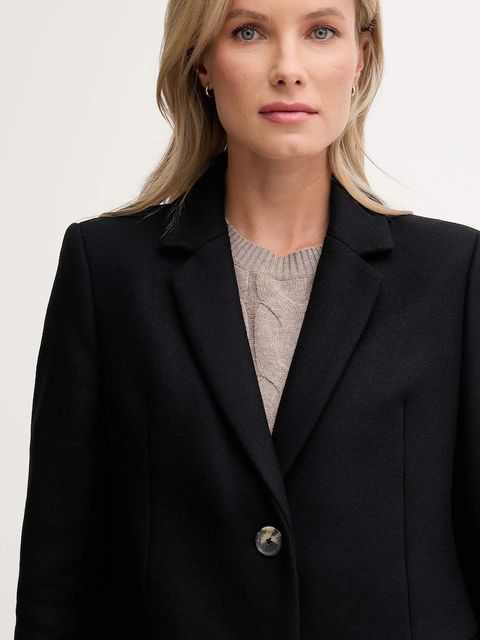 Tommy Hilfiger płaszcz z dodatkiem wełny kolor czarny WW0WW47445