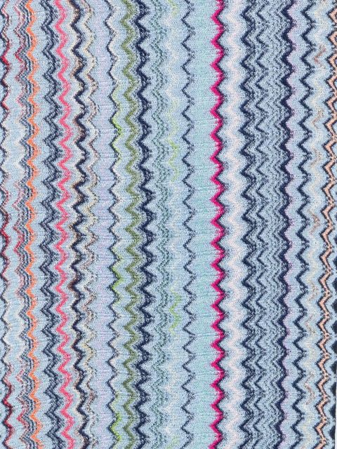 Missoni zigzag-knit fringed scarf - Blue