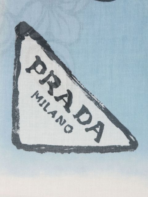 Prada floral-print scarf - Blue