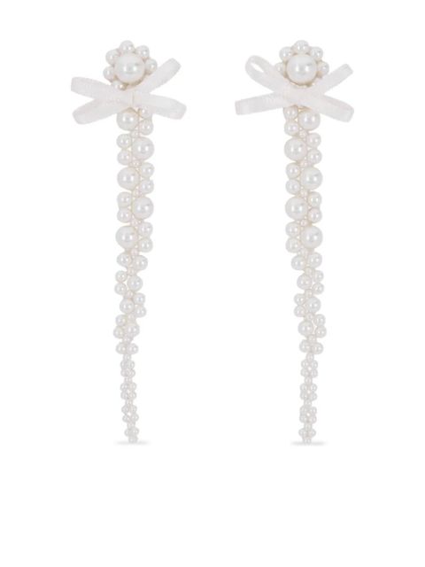 Simone Rocha pearl bow drop earrings - Neutrals - zdjęcie produktu nr 1
