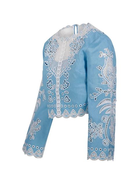 FARM Rio long-sleeve cut-out blouse - Blue