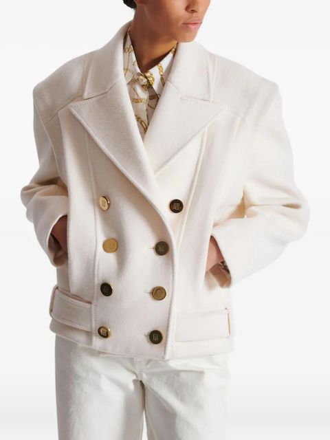 Balmain cropped cashmere reefer jacket - White