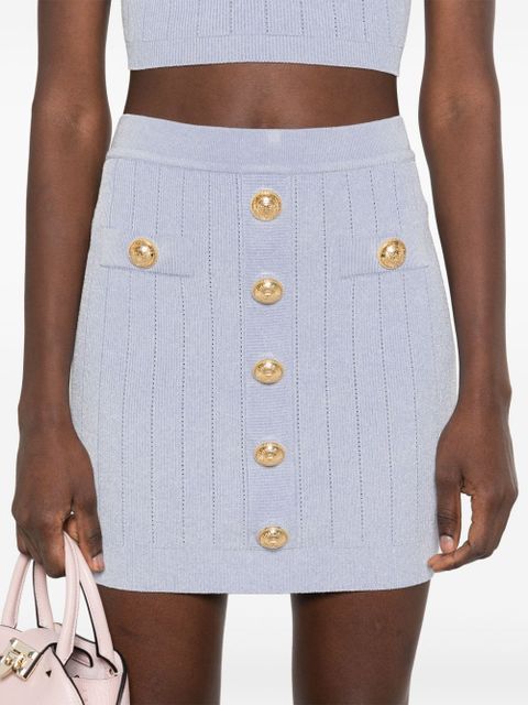 Balmain Coin-buttons detailed mini skirt - Blue