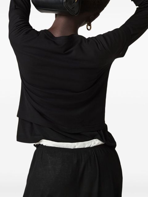 Miu Miu logo-embroidered T-shirt - Black