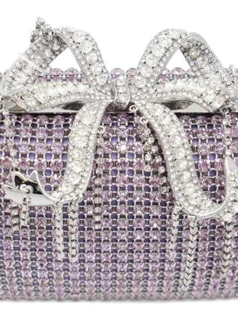 Self-Portrait crystal-embellished clutch bag - Purple
