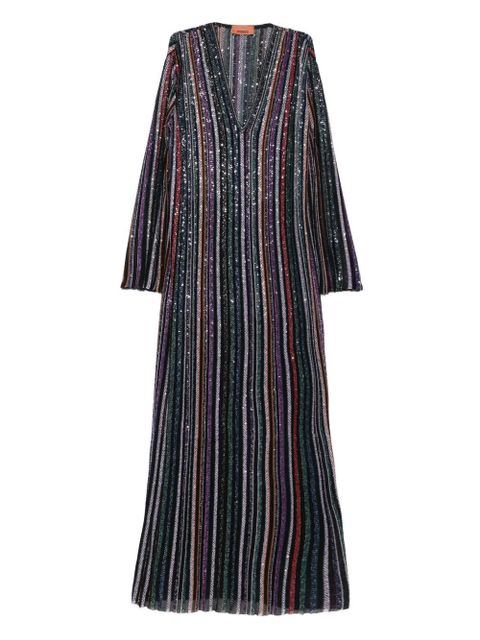 Missoni sequin-striped V-neck maxi dress - Purple - zdjęcie produktu nr 1