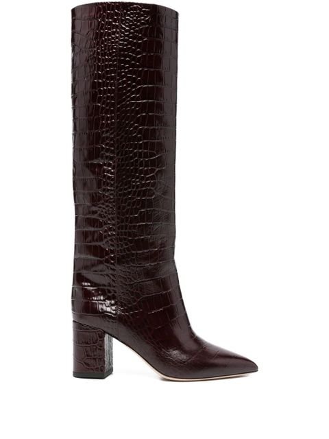 Paris Texas 77mm high-heeled leather boots - Brown - zdjęcie produktu nr 1