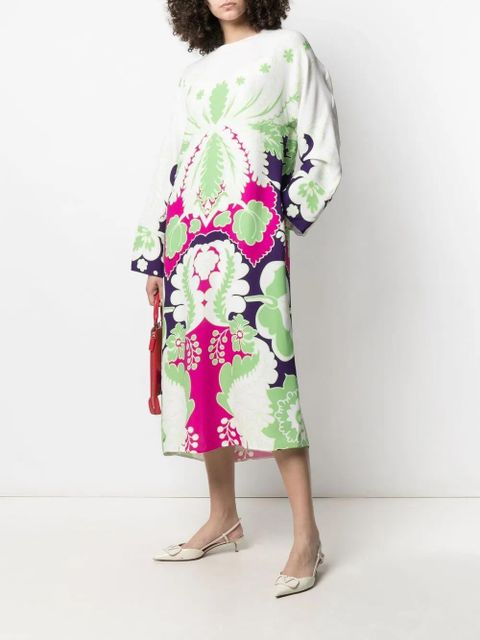 Valentino Garavani floral print silk midi dress - White