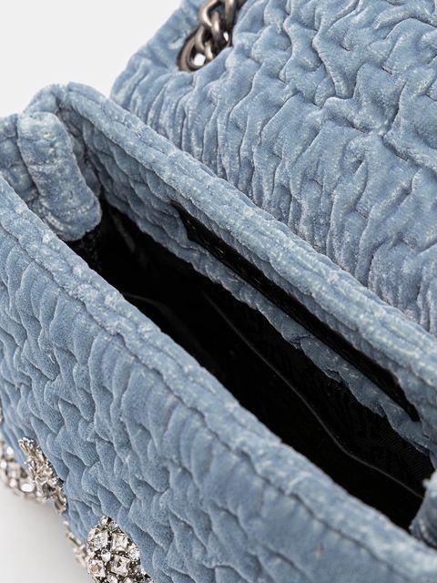 Kurt Geiger London torebka welurowa VELVET MINI KENSINGTON kolor niebieski 5018382789