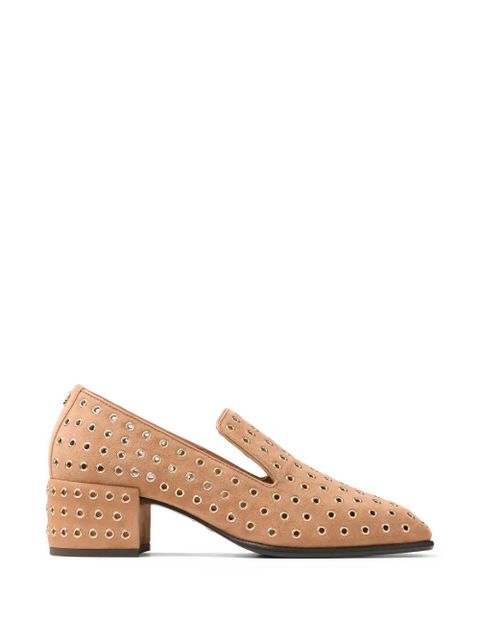 Jimmy Choo Eliot metal-eyelet heeled loafers - Neutrals - zdjęcie produktu nr 1