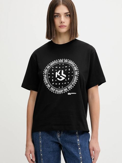 Karl Lagerfeld Jeans t-shirt bawełniany damski kolor czarny A4W17008 - zdjęcie produktu nr 1