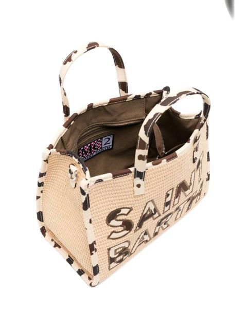MC2 Saint Barth cow-print logo-patch tote bag - Neutrals