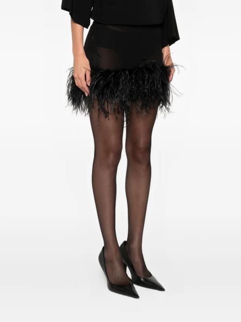 The Attico feather-trim mini skirt - Black