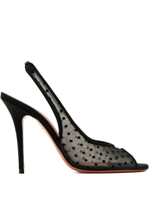 Amina Muaddi Kristina polka-dot slingback sandals - White - zdjęcie produktu nr 1