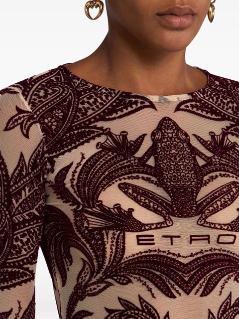 ETRO flocked tulle top - Red