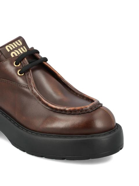 Miu Miu Sienna leather platform derby shoes - Brown