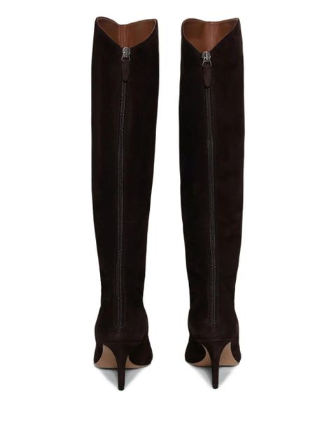 Paris Texas 75mm pointed-toe suede knee-high boots - Black