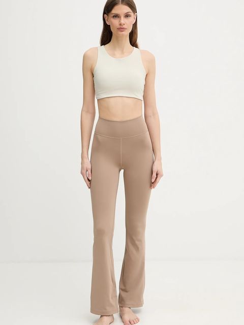 adidas Performance legginsy do jogi All Me damskie kolor beżowy gładkie JV7792 - zdjęcie produktu nr 2