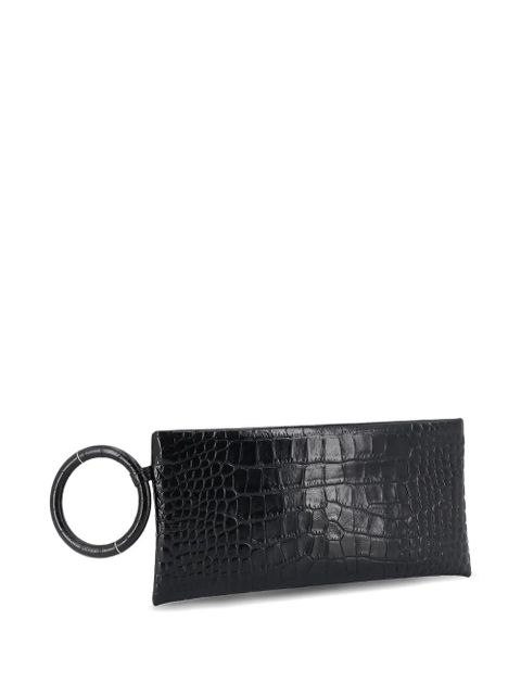 TOM FORD crocodile-effect ring-handle clutch bag - Black