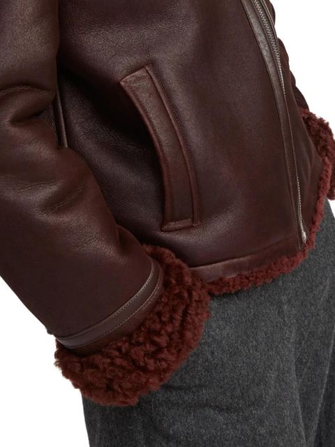 Yves Salomon shearling-collared zip-front jacket - Brown