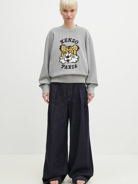 Kenzo bluza bawełniana x Verdy kolor szary z nadrukiem FF58SW2394MF.94