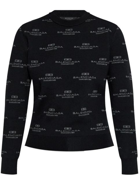 Balenciaga all-over logo-print jumper - Black - zdjęcie produktu nr 1