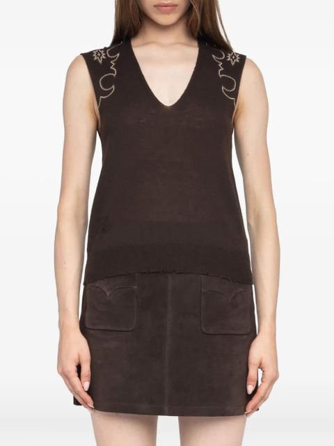 Zadig&Voltaire embellished sleeveless top - Brown